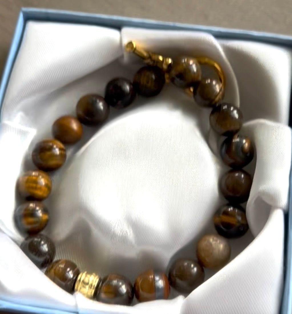 Tiger Eye and Gold Clasp